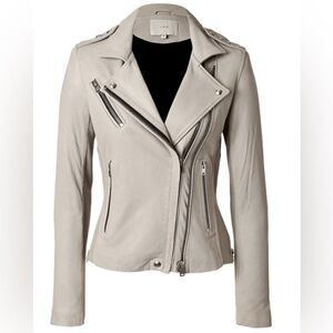 IRO Vika Gray Leather Biker Jacket 8